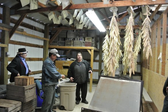 Hanging white corn braids at Tysunhehkwa